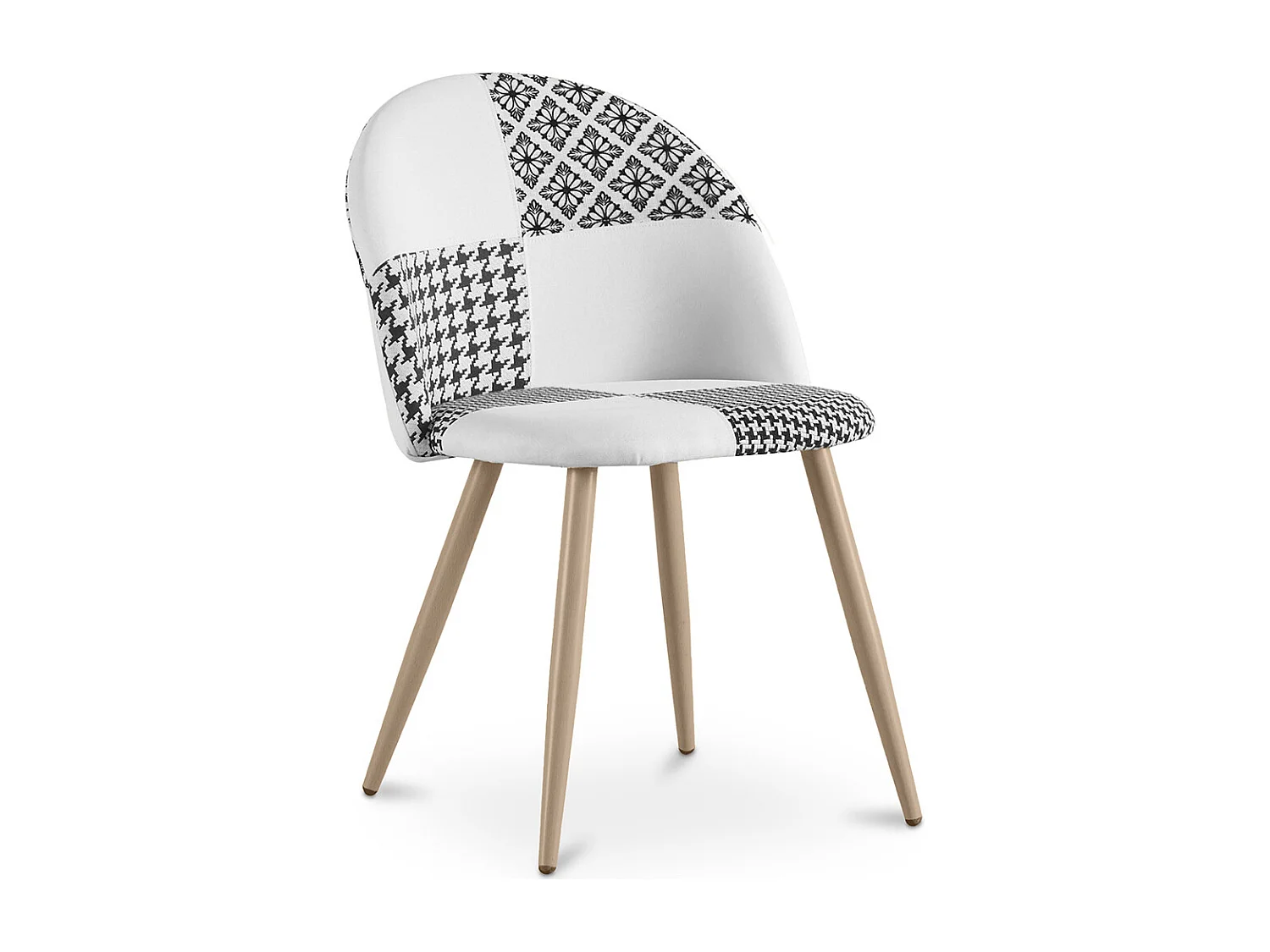 Sedia da pranzo - Rivestita in patchwork bianco e nero - Evelyne