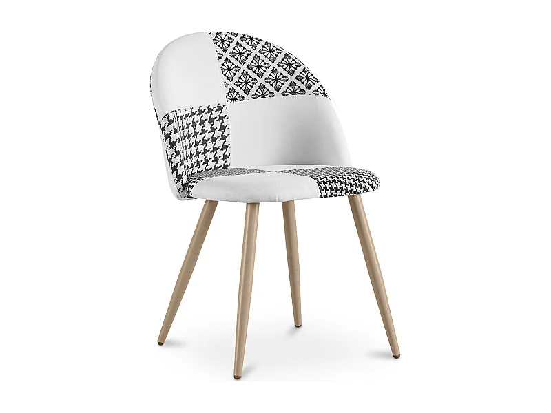 Chaise de salle à manger - tapissée en patchwork noir et blanc - Evelyne Blanc / Noir