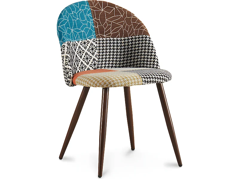 Sedia da pranzo imbottita in patchwork - Stile scandinavo - Patty