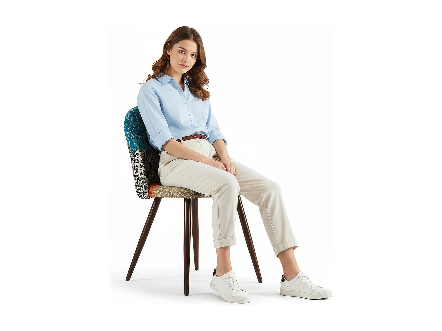 Sedia da pranzo imbottita in patchwork - Stile scandinavo - Patty