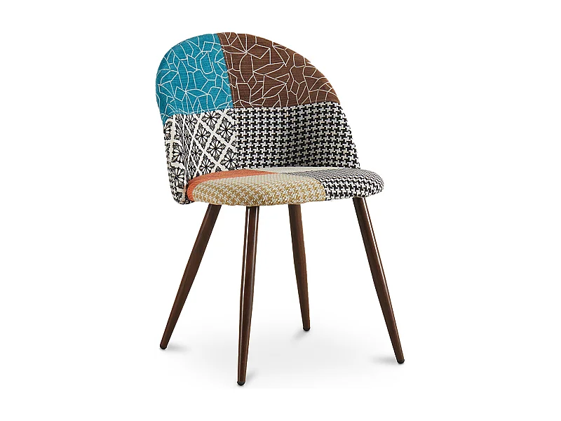 Chaise de salle à manger tapissée en patchwork - Style scandinave - Patty Multicolore
