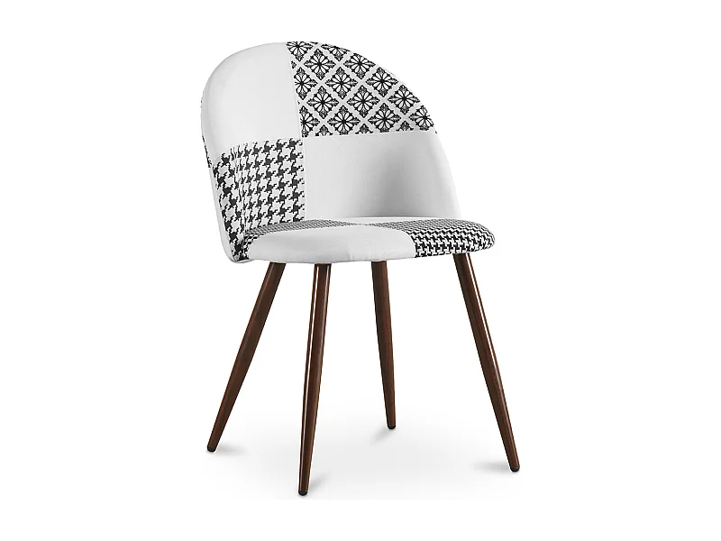 Silla de Comedor - Tapizada en Patchwork Blanco y Negro - Evelyne
