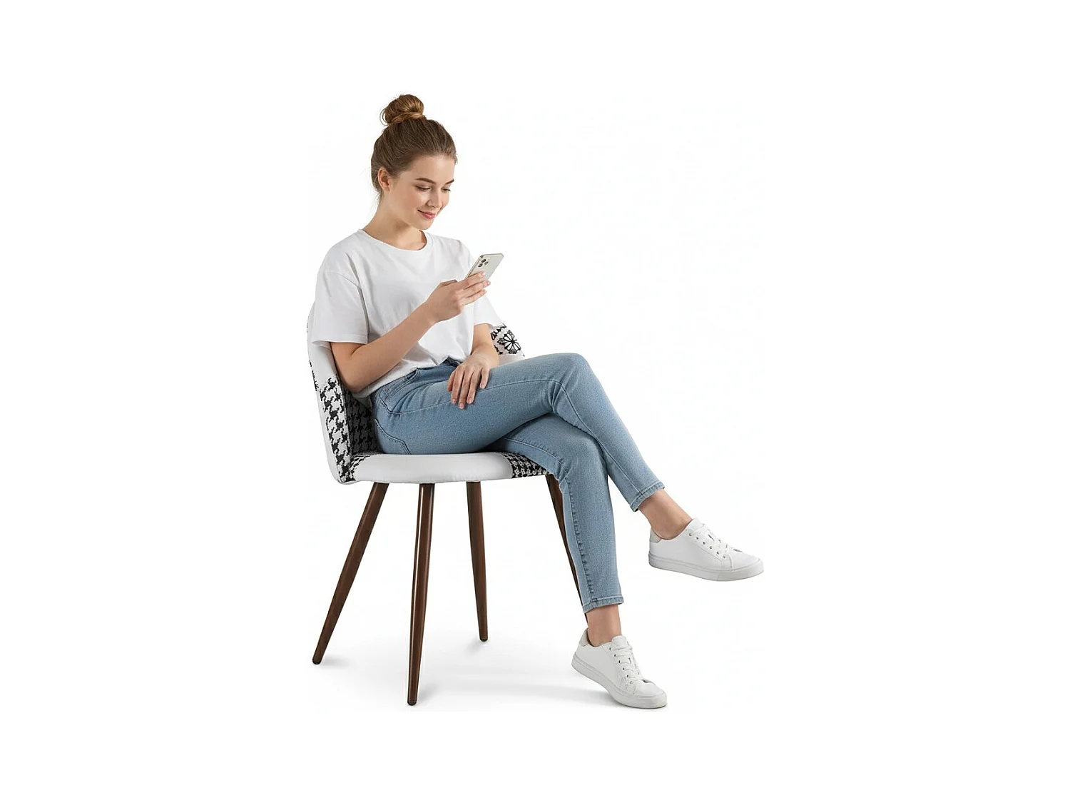 Sedia da pranzo - Rivestita in patchwork bianco e nero - Evelyne