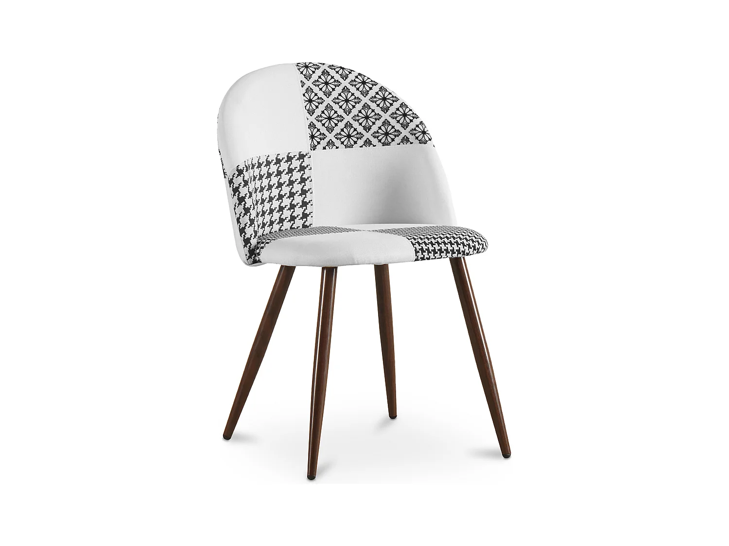 Sedia da pranzo - Rivestita in patchwork bianco e nero - Evelyne