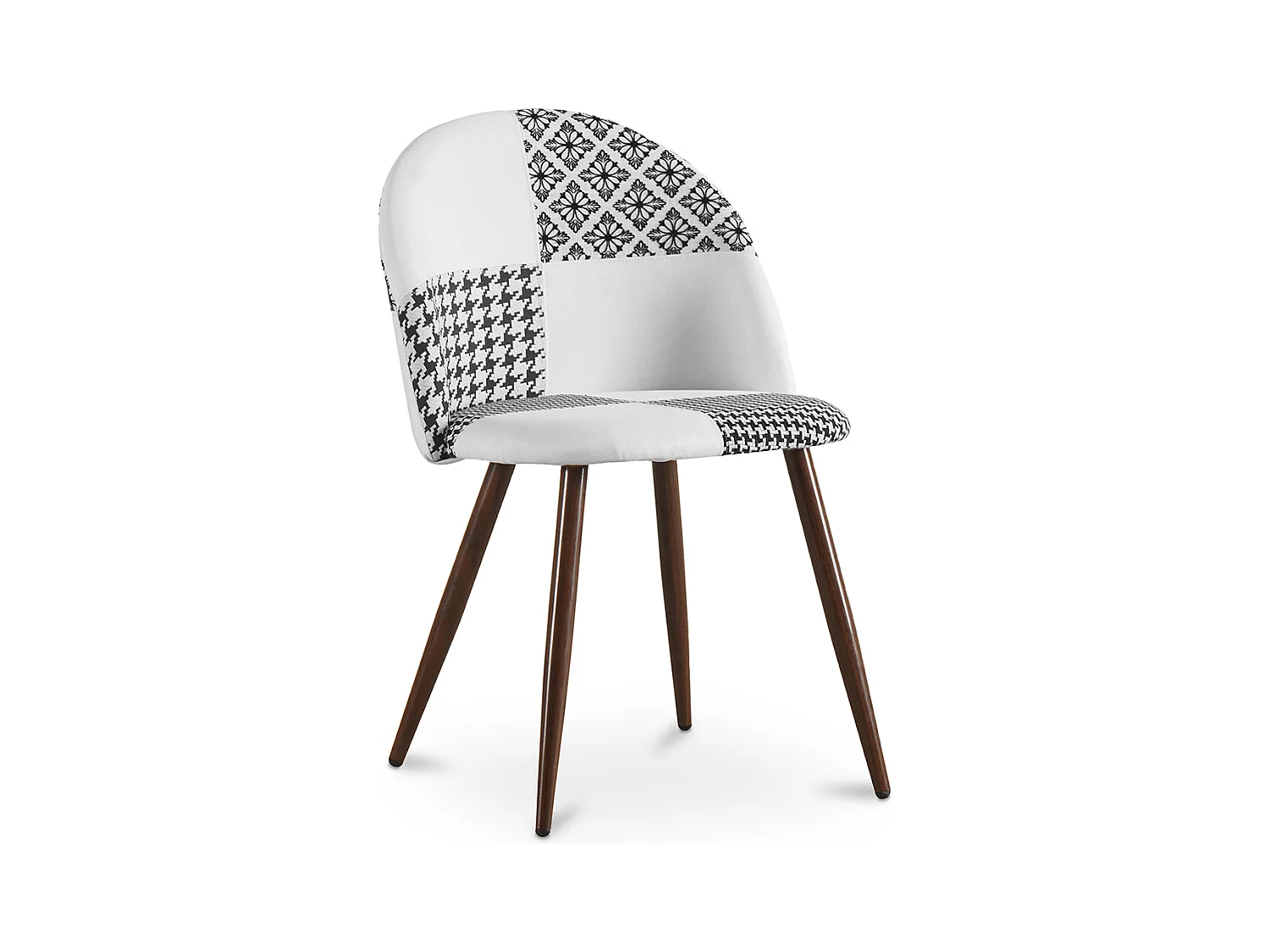 Chaise de salle à manger - Tapissée en Patchwork noir et blanc - Evelyne Blanc / Noir