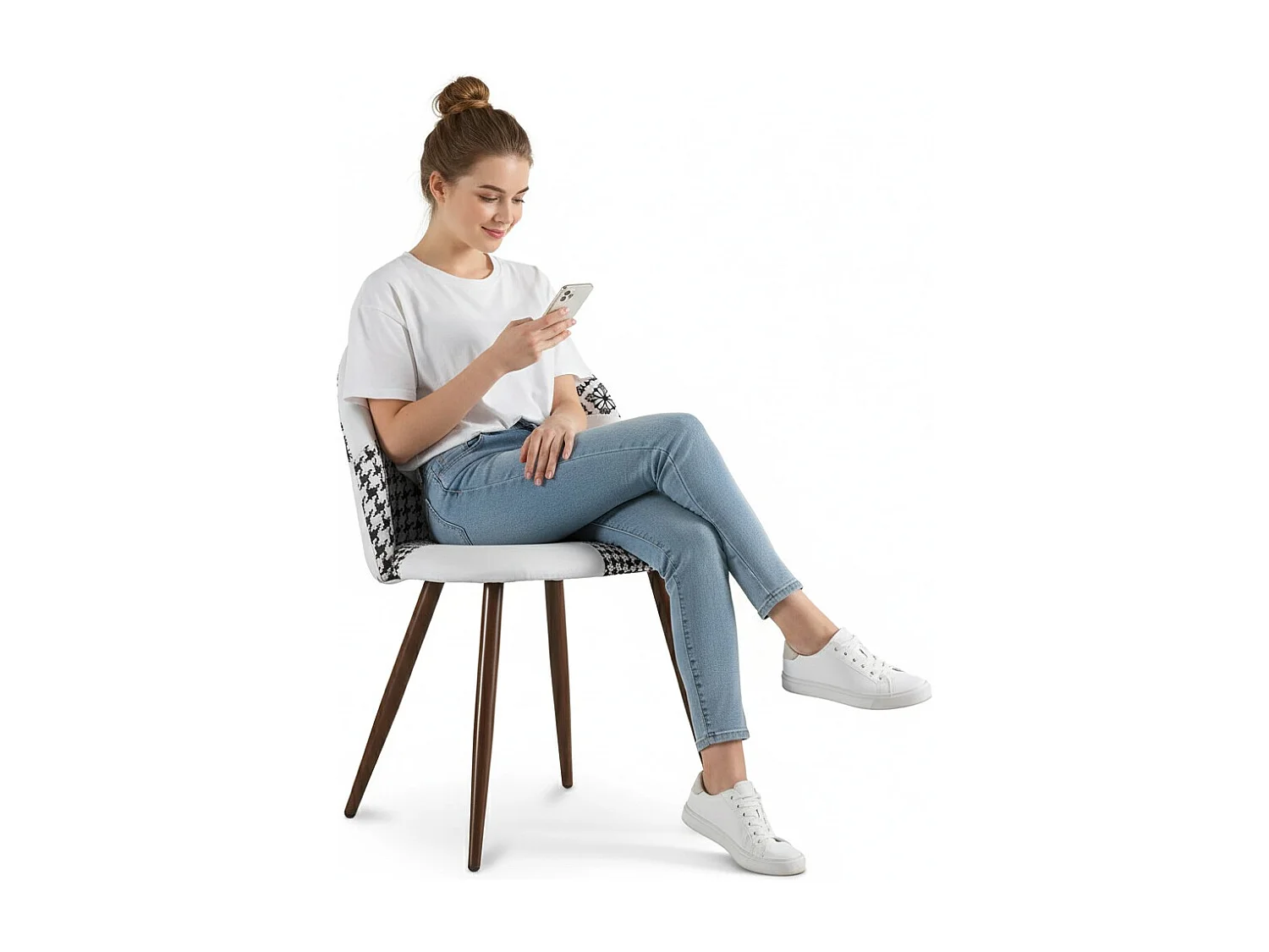 Sedia da pranzo - Rivestita in patchwork bianco e nero - Evelyne