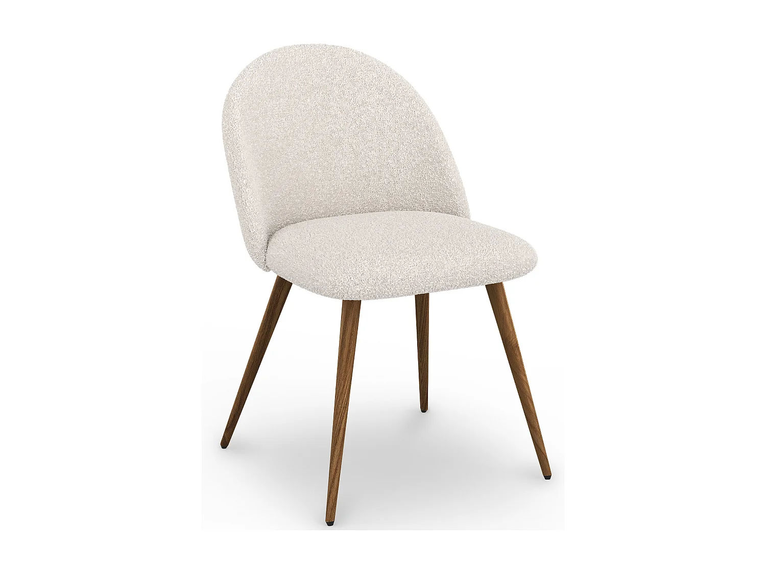 Chaise de salle à manger - Tapissée en tissu bouclé - Scandinave - Evelyne Blanc