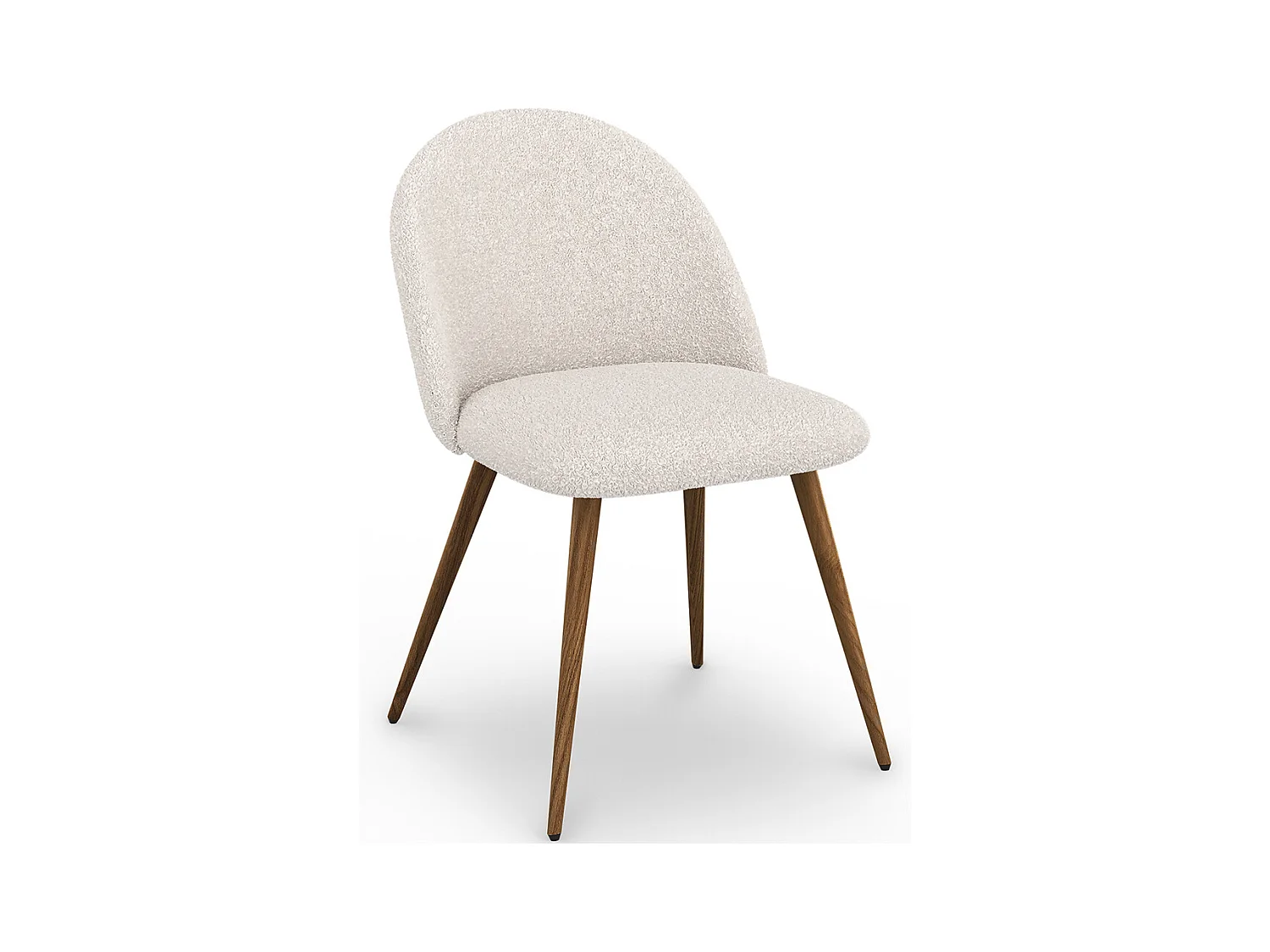 Chaise de salle à manger - Tapissée en tissu bouclé - Scandinave - Evelyne Blanc