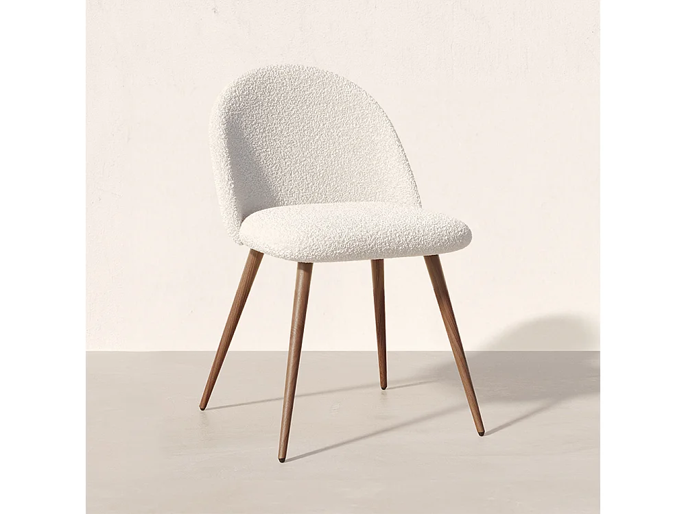 Silla De Comedor - Tapizada en Tela Bouclé - Escandinava - Evelyne