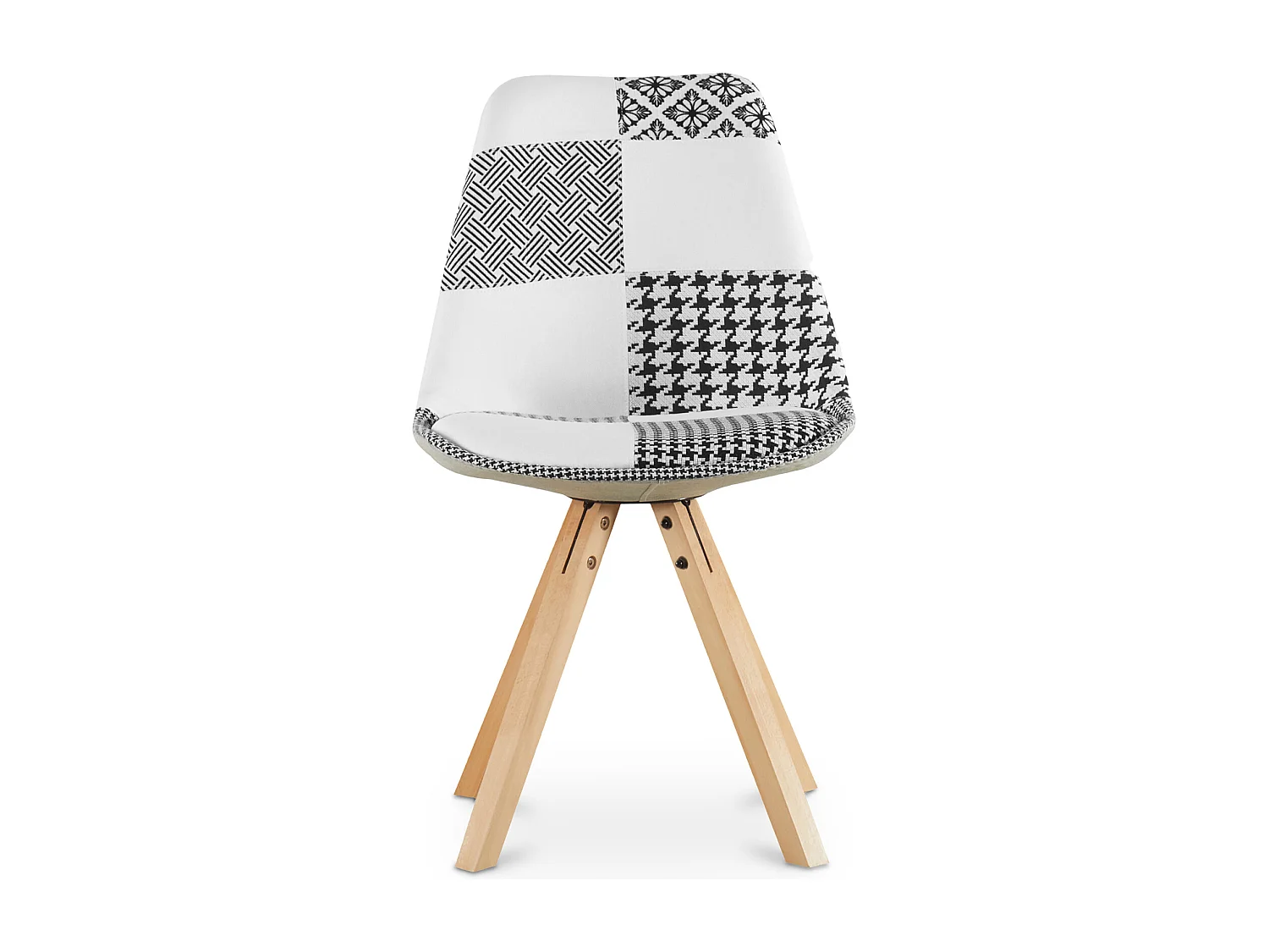 Silla de Comedor - Tapizada en Patchwork Blanco y Negro - Denisse