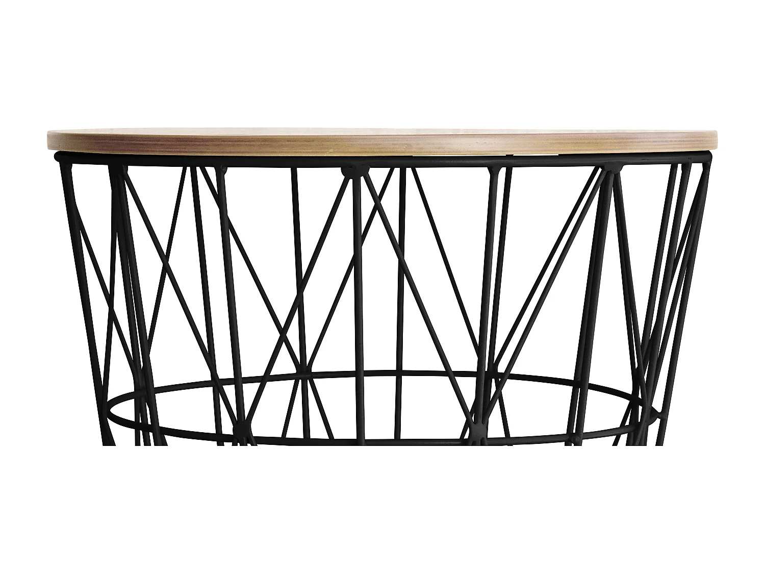 Mesa Auxiliar Redonda - Diseño Industrial - Madera y Metal - Basker