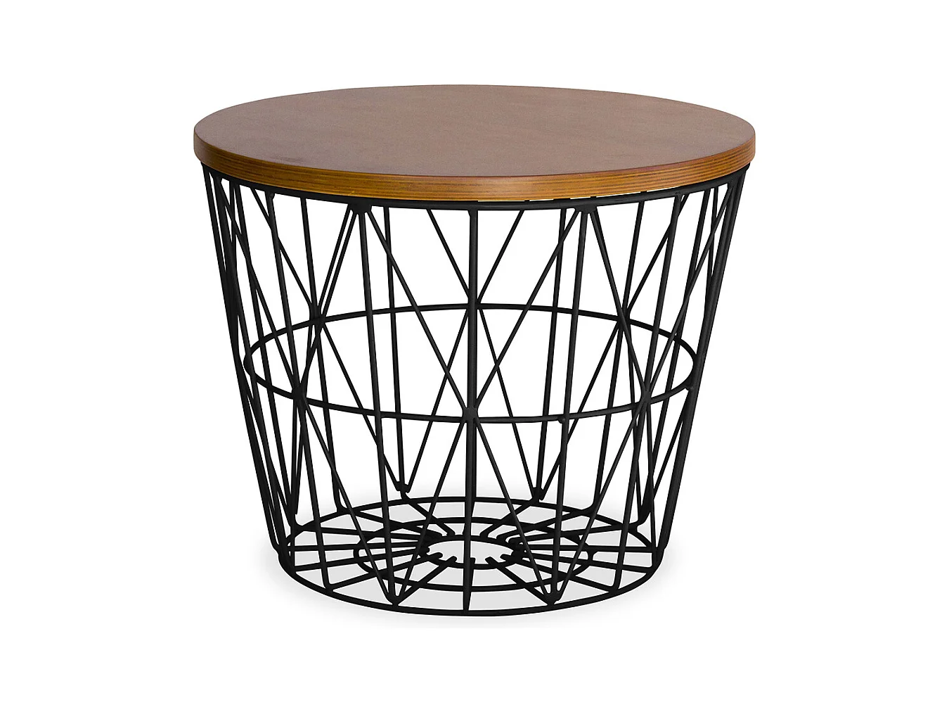 Table d'appoint ronde - Design industriel - Bois et métal - Basker Noir