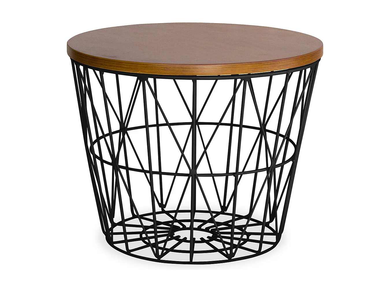 Table d'appoint ronde - Design industriel - Bois et métal - Basker Noir