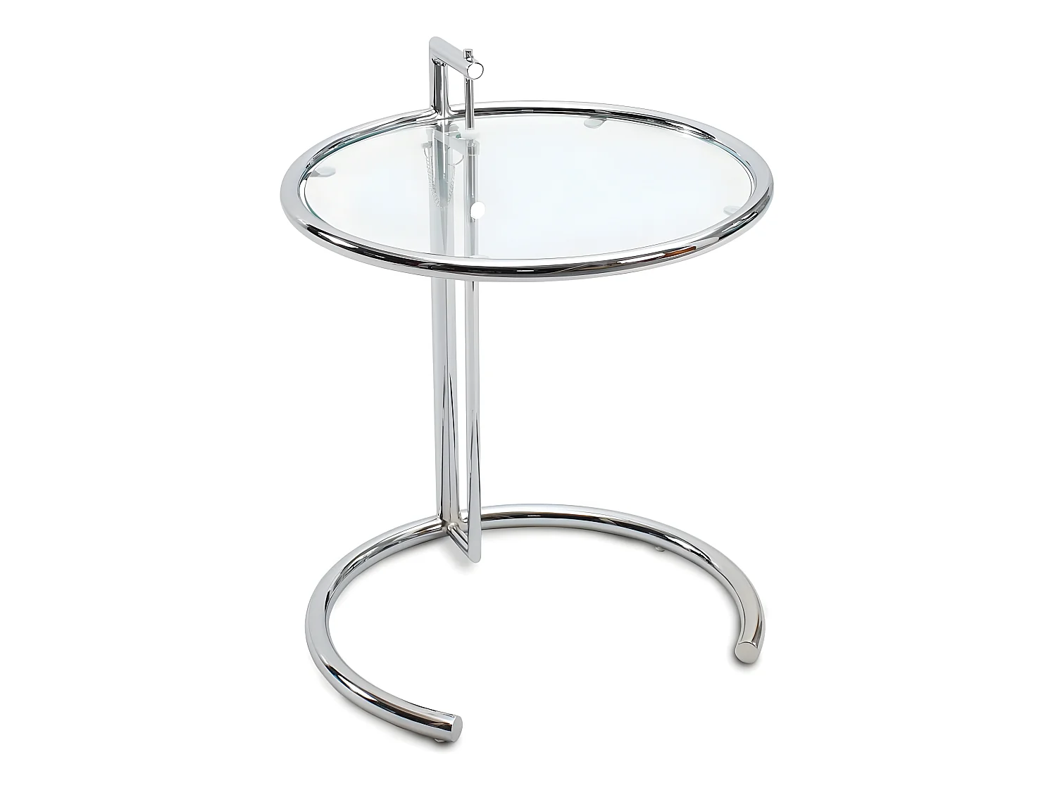 Table d'appoint ronde ajustable - Verre et acier - Lake Acier