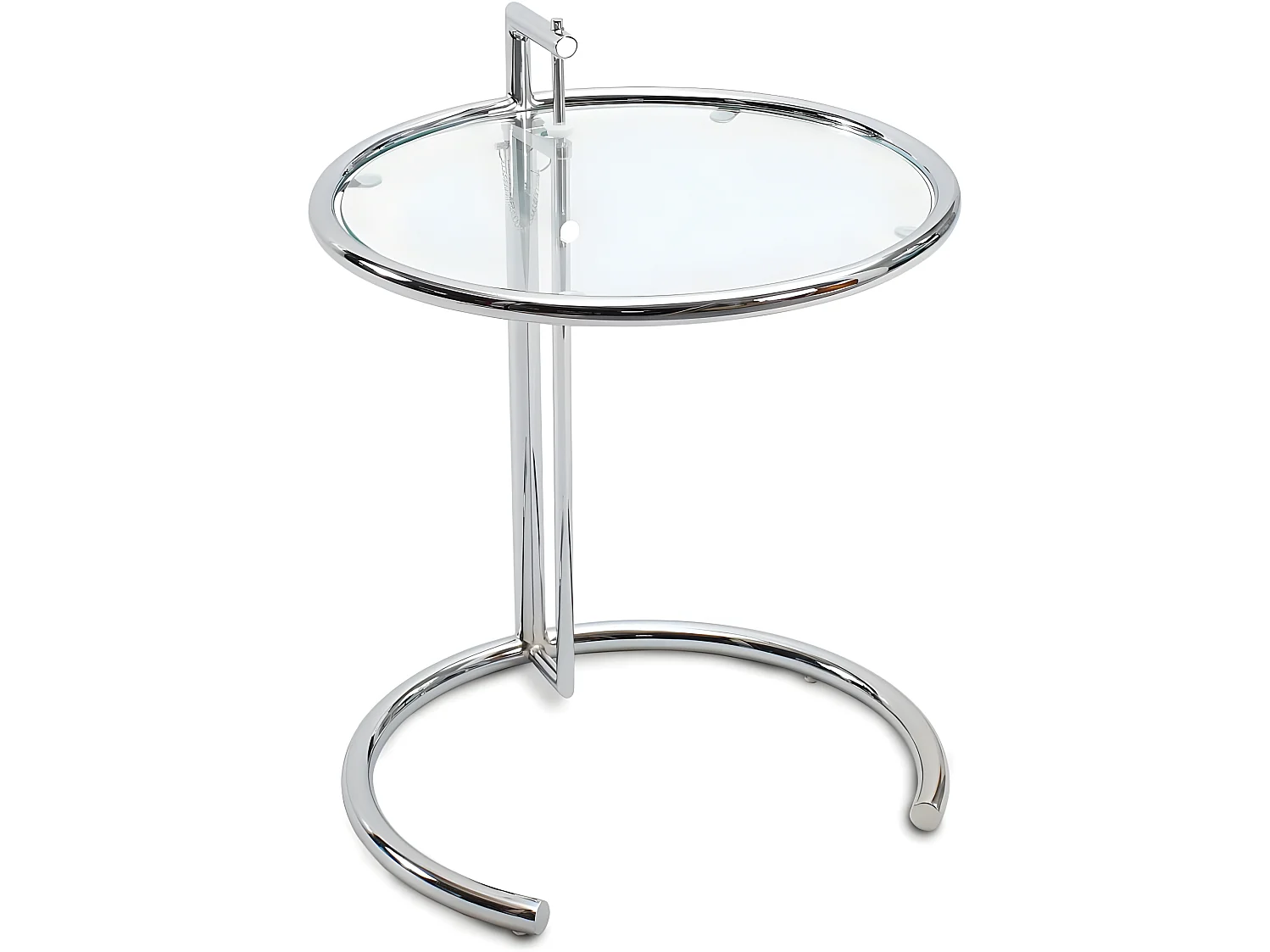 Verstellbarer runder Beistelltisch - Glas und Stahl - Lake