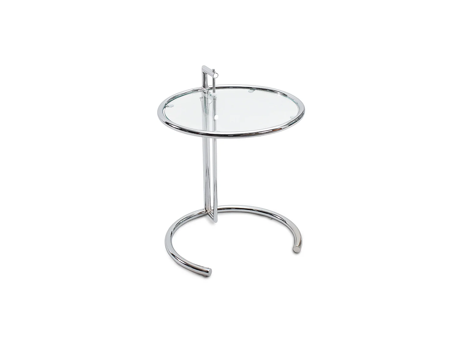 Verstellbarer runder Beistelltisch - Glas und Stahl - Lake