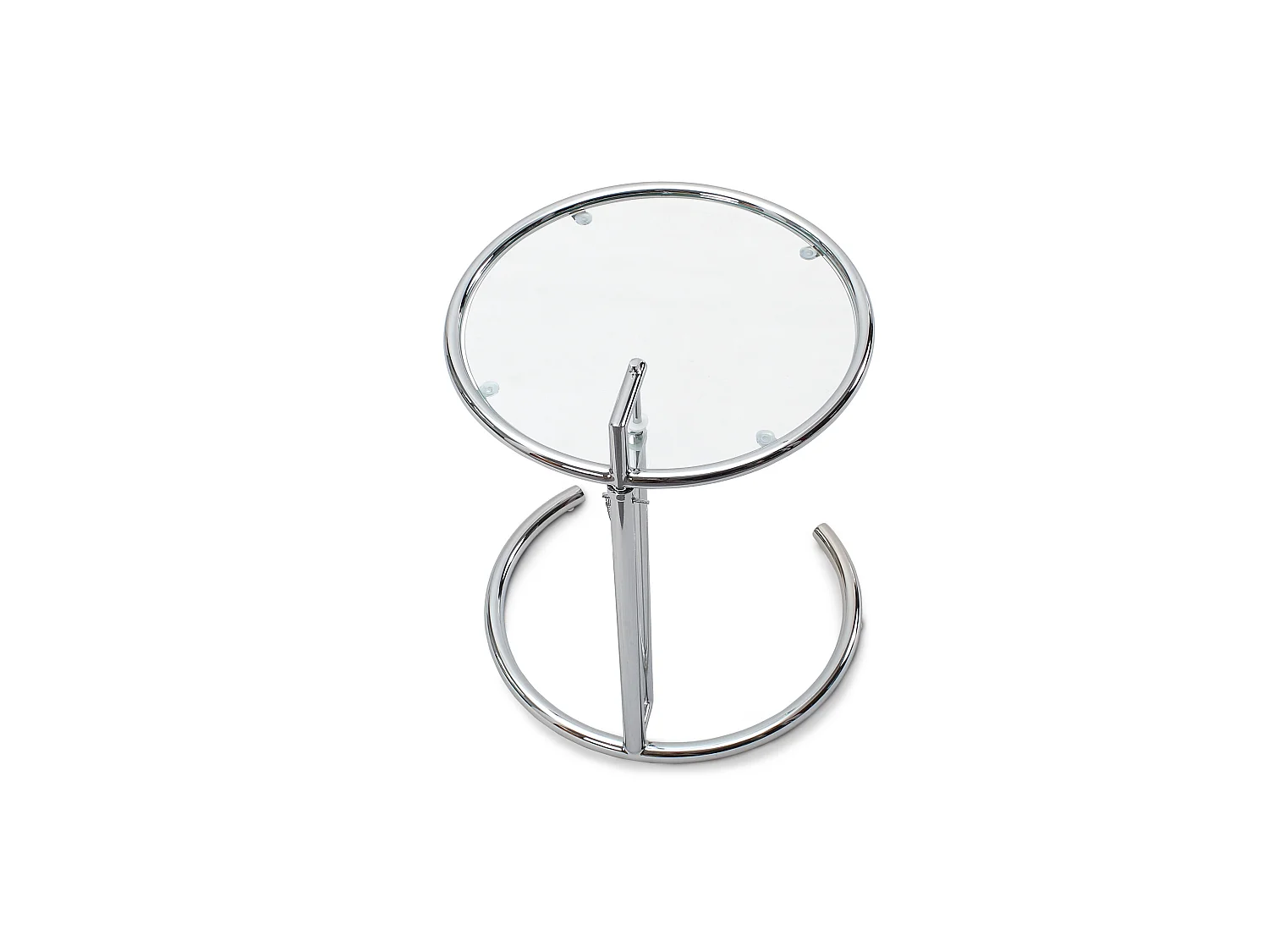 Verstellbarer runder Beistelltisch - Glas und Stahl - Lake