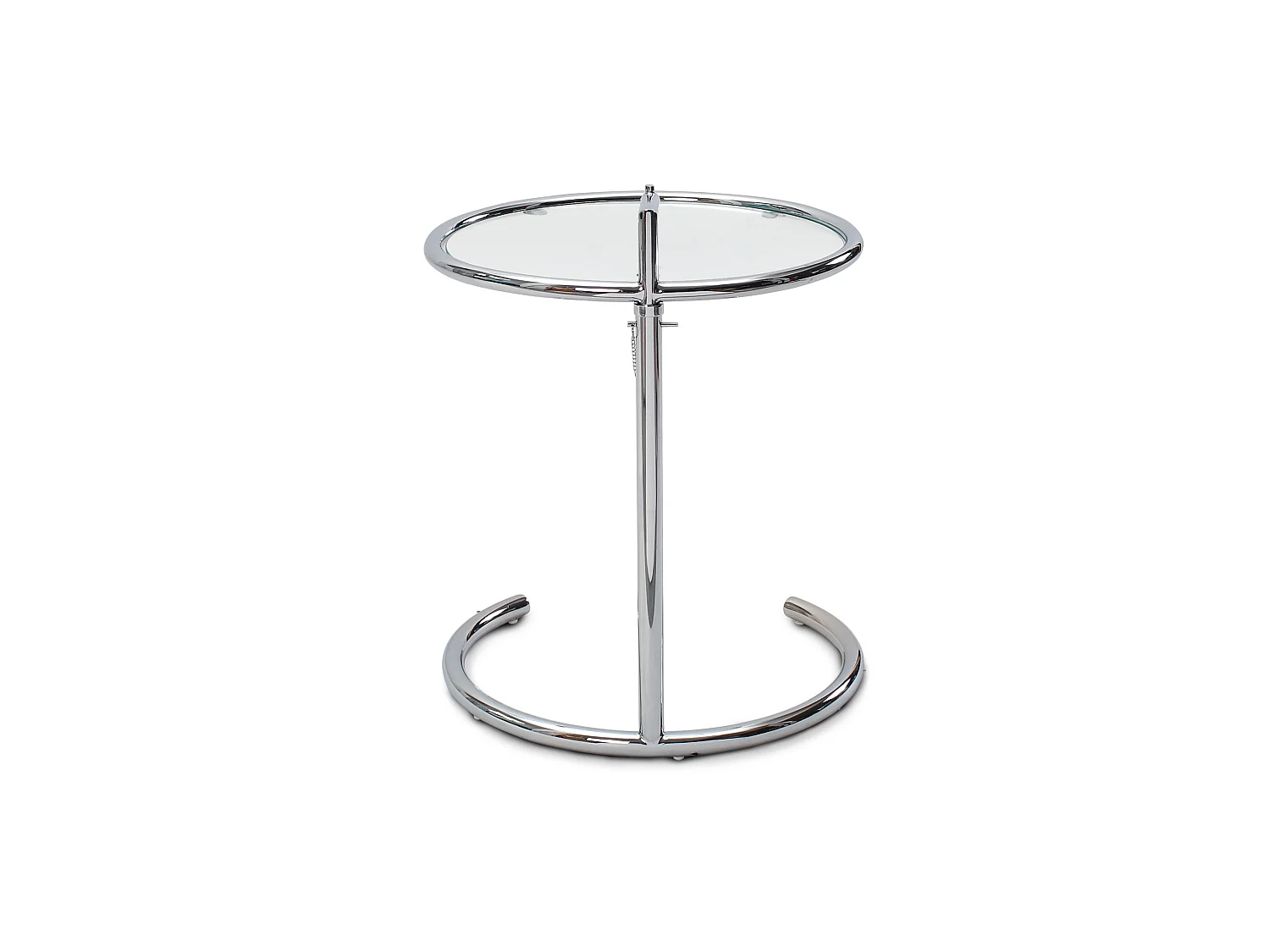 Verstellbarer runder Beistelltisch - Glas und Stahl - Lake