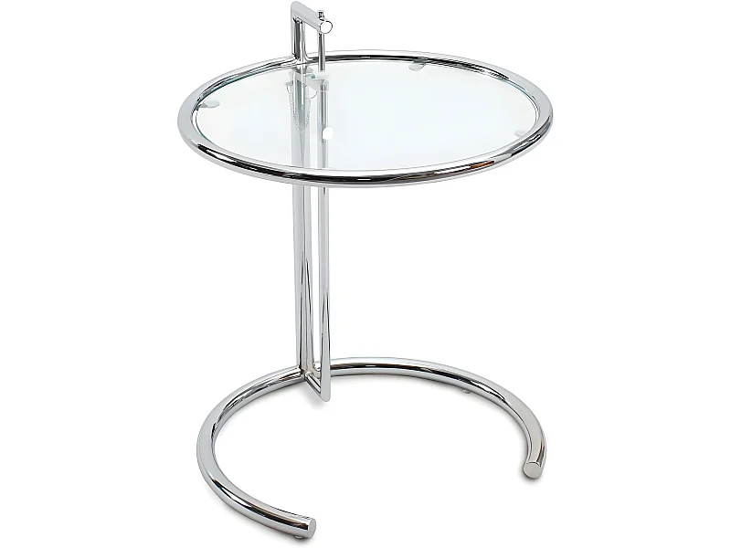 Tavolino laterale rotondo regolabile - Vetro e acciaio - Lake