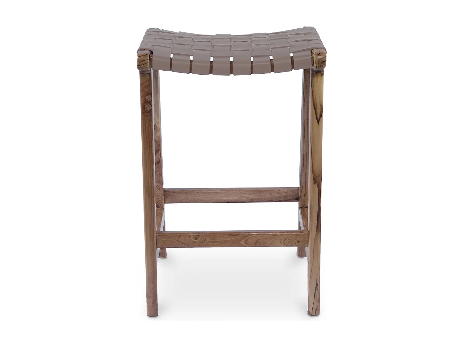 Sgabello in legno - Design Boho Bali - Pelle - Recia