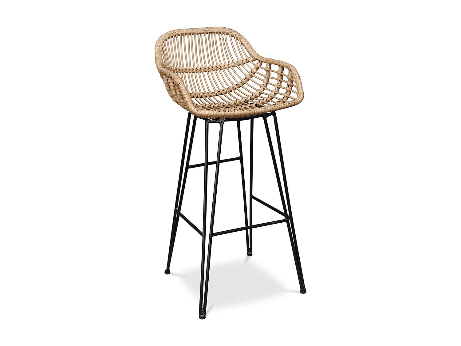 Rattan Barhocker mit Armlehnen - Boho Bali Style - 75cm - Many