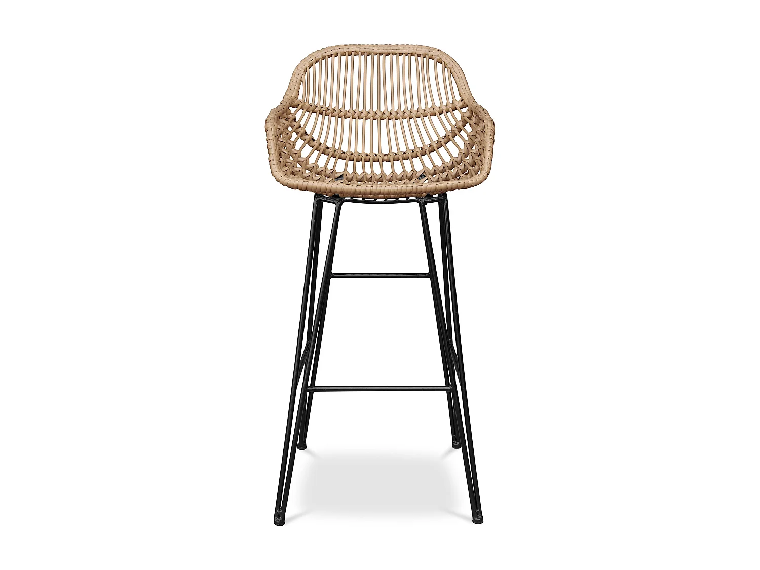 Sgabello da bar in rattan con braccioli - Stile Boho Bali - 75cm - Many