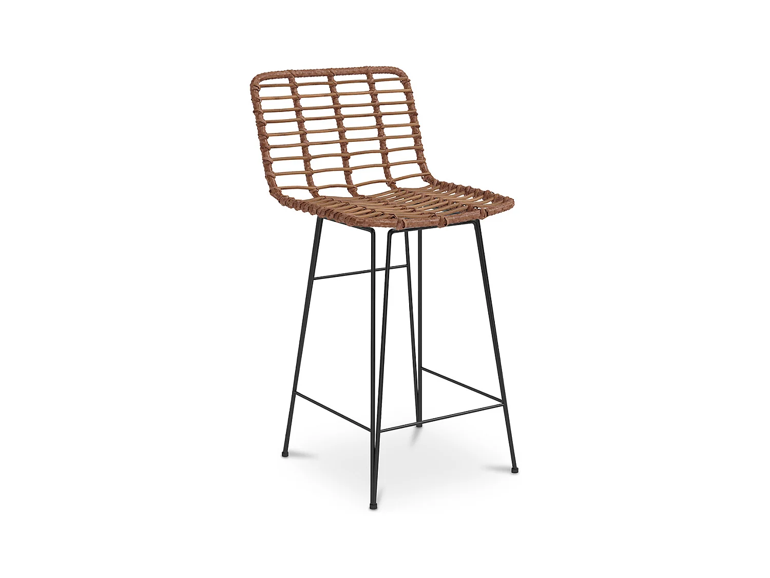 Tabouret de bar en osier - Boho Bali Design -65cm - Catori Bois naturel