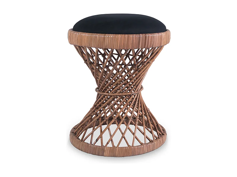 Taburete Redondo de Ratán - Estilo Boho Bali - Pequeño - Heley