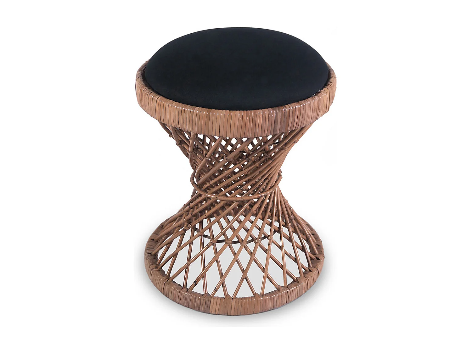 Runder Rattan Hocker - Boho Bali Stil - Klein - Heley