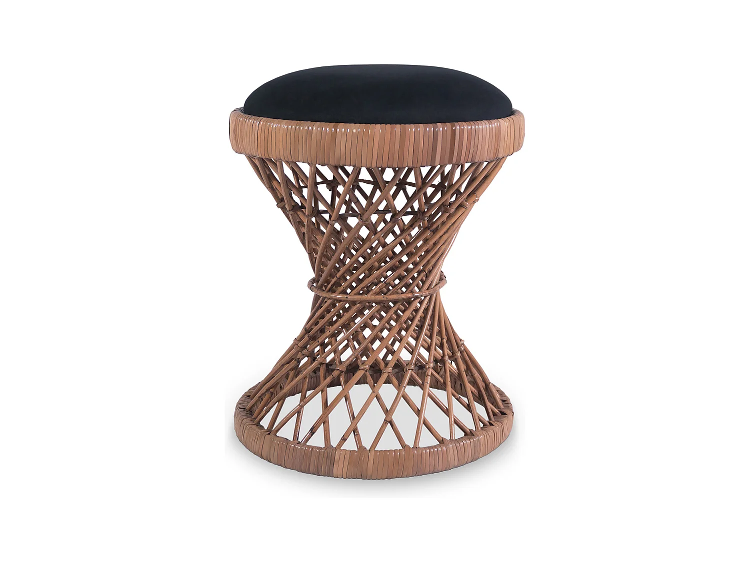 Taburete Redondo de Ratán - Estilo Boho Bali - Pequeño - Heley