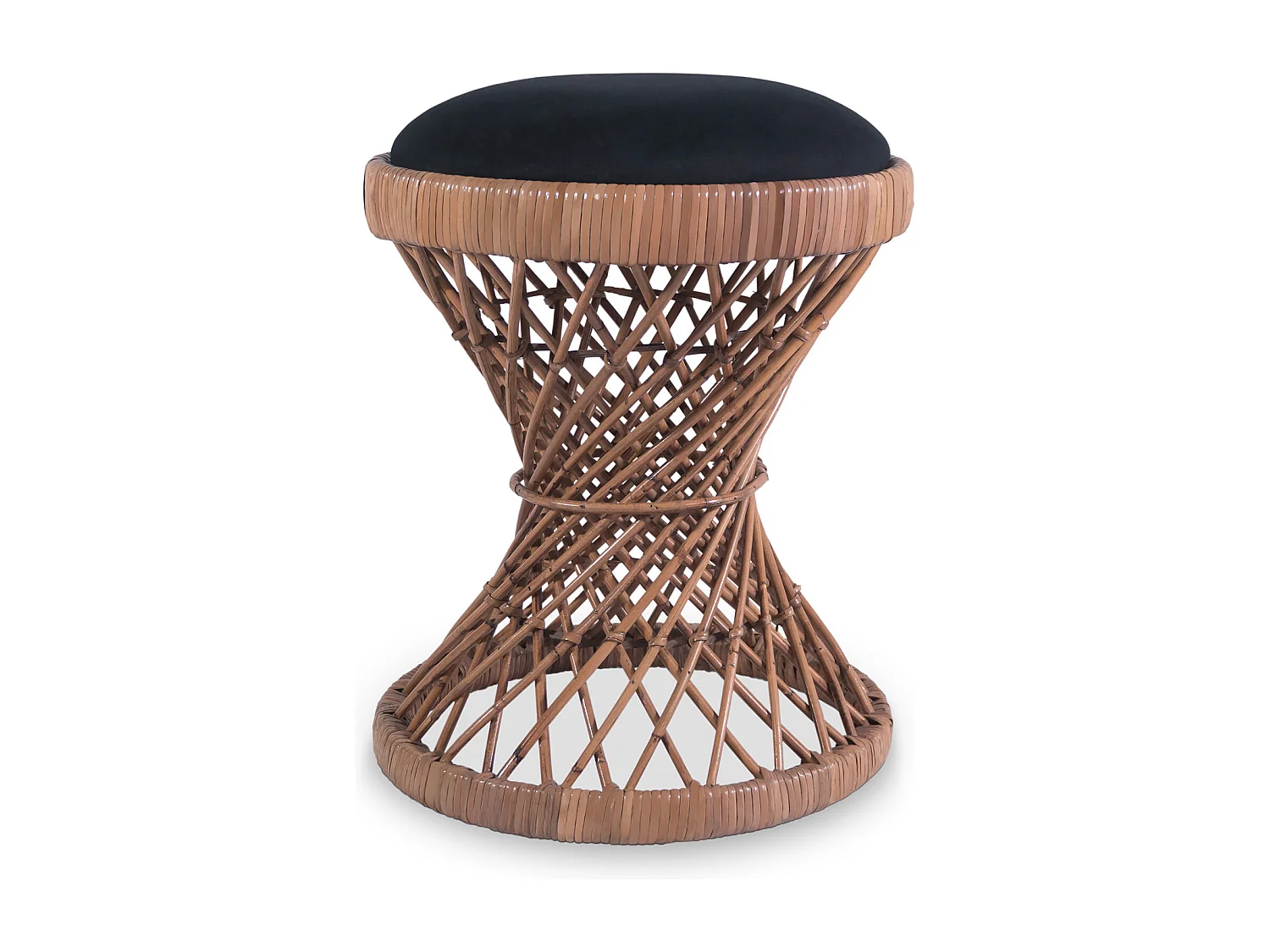 Runder Rattan Hocker - Boho Bali Stil - Klein - Heley