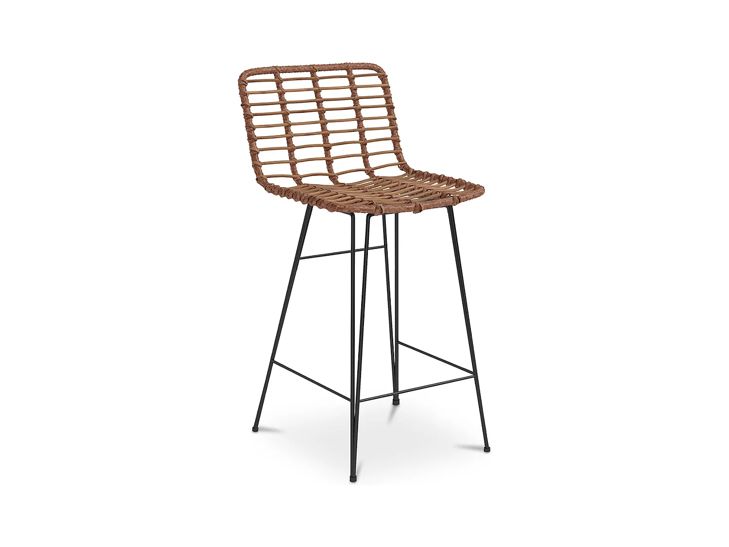 Sgabello da bar in vimini con schienale - Design Boho Bali - 75 cm - Catori