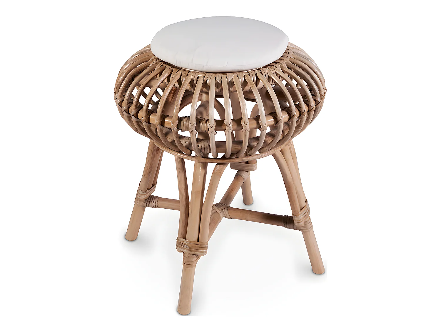 Tabouret de bar en rotin - Style Boho Bali - Lera Blanc