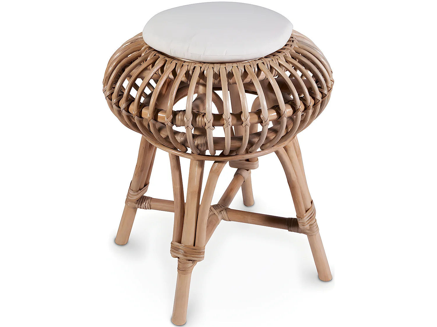 Tabouret de bar en rotin - Style Boho Bali - Lera Blanc