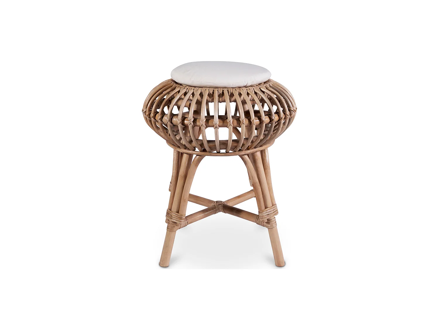 Tabouret de bar en rotin - Style Boho Bali - Lera Blanc