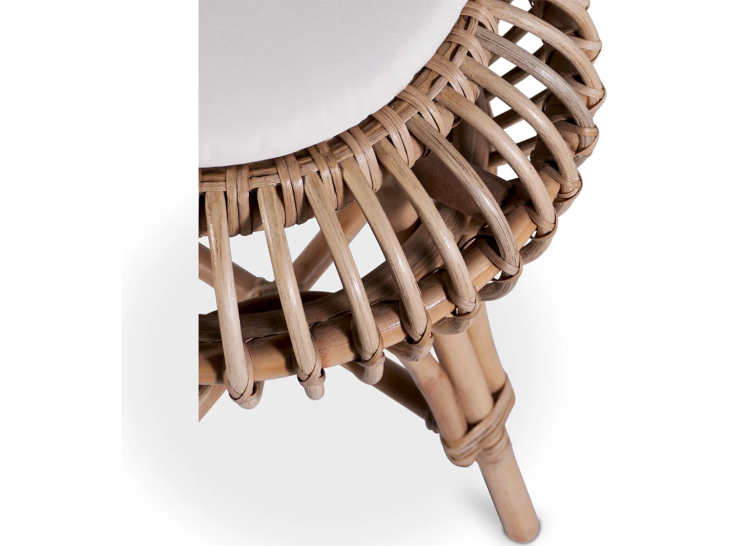 Tabouret de bar en rotin - Style Boho Bali - Lera Blanc