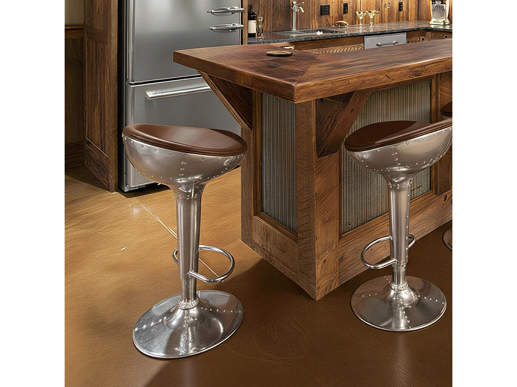 Sgabello rotondo in metallo - Stile Aviator - 70cm - Aviator