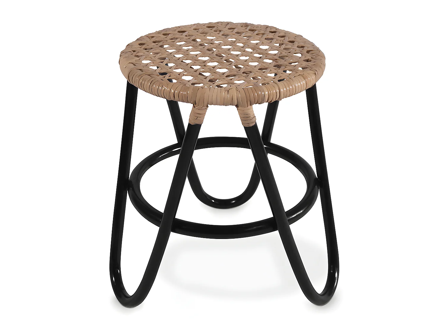 Runder Rattan Hocker - Boho Bali Stil - Klein - Lleta