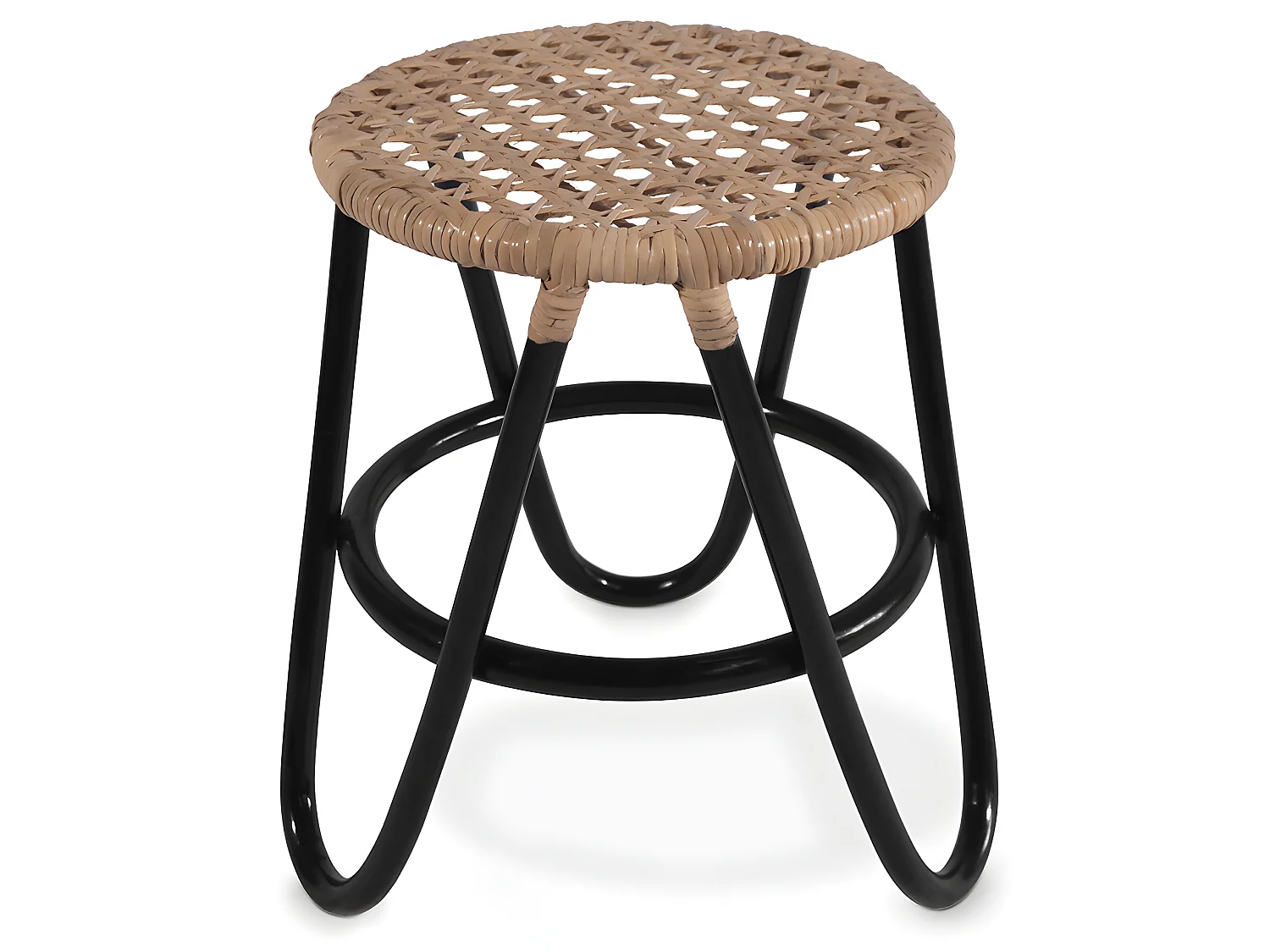 Runder Rattan Hocker - Boho Bali Stil - Klein - Lleta
