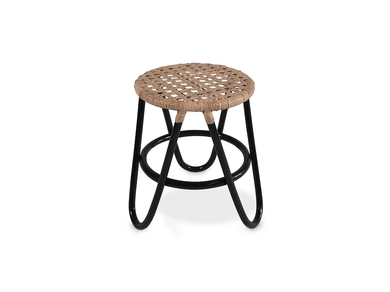 Runder Rattan Hocker - Boho Bali Stil - Klein - Lleta
