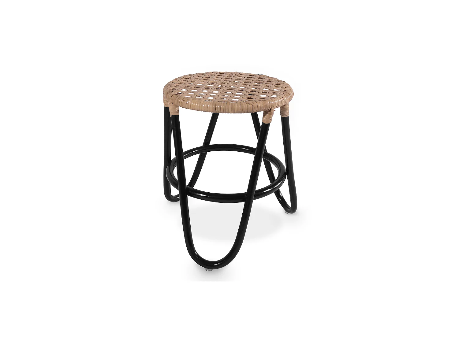 Runder Rattan Hocker - Boho Bali Stil - Klein - Lleta