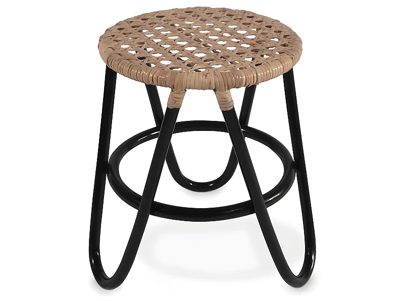 Runder Rattan Hocker - Boho Bali Stil - Klein - Lleta