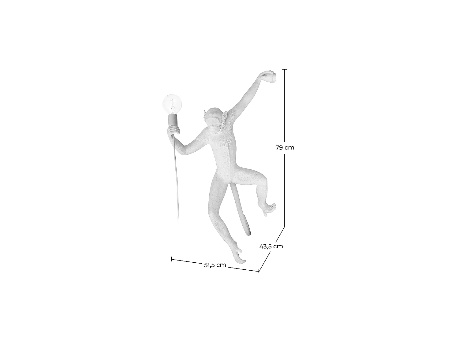 Applique Murale - Design Singe - Resina Blanc