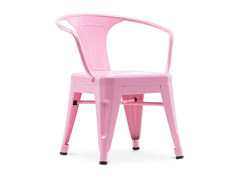 Chaise enfant avec accoudoirs - Chaise enfant design industriel - Acier - Stylix Rose