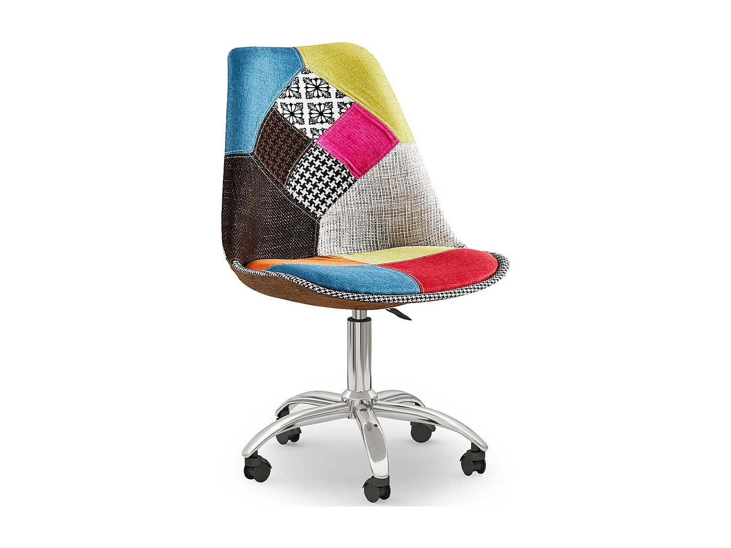 Chaise de Bureau Pivotante - Tissu Patchwork - Simona Multicolore