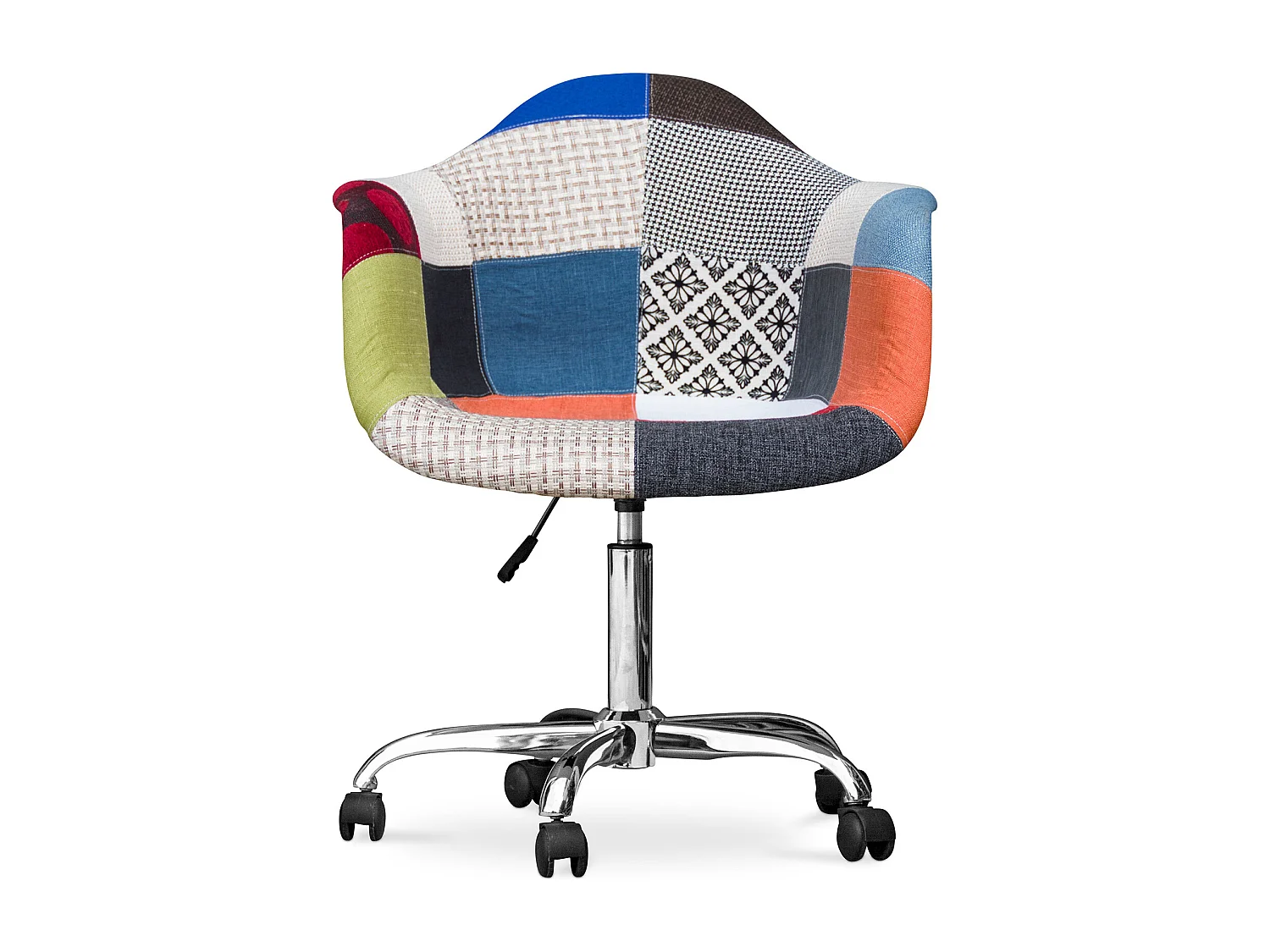 Chaise de bureau avec accoudoirs - Chaise de bureau à roulettes - Tapissée en patchwork - Pixi Multicolore