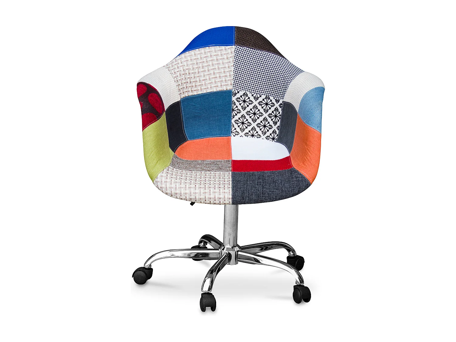 Bürostuhl mit Armlehnen - Schreibtischstuhl mit Rollen - Bezogen mit Patchwork - Pixi