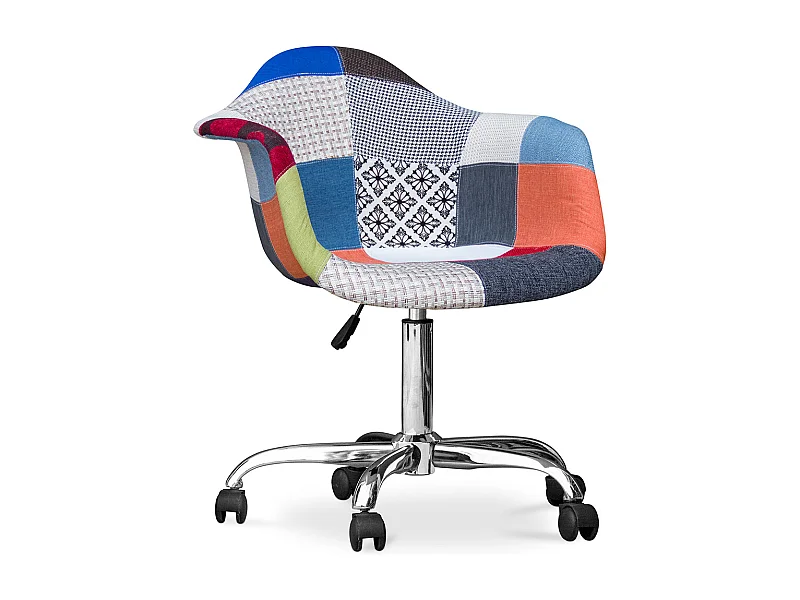 Bürostuhl mit Armlehnen - Schreibtischstuhl mit Rollen - Bezogen mit Patchwork - Pixi
