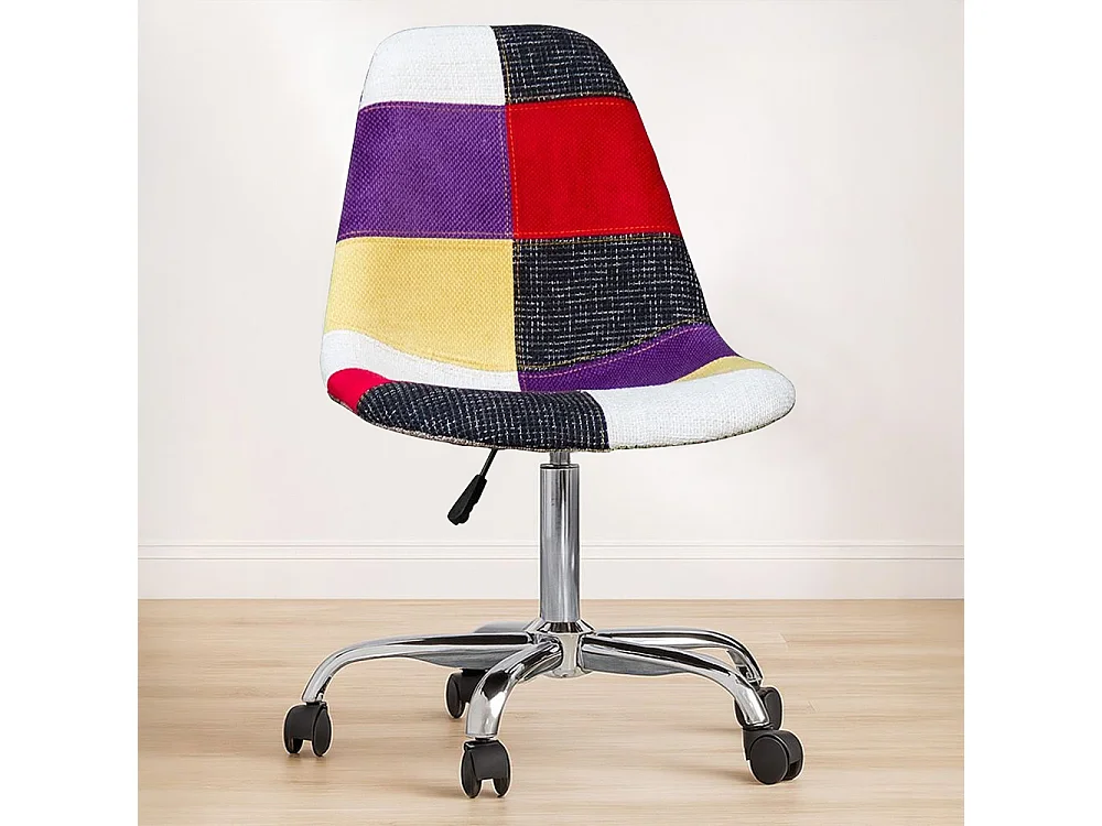 Sedia da Ufficio con Rotelle - Sedia da Scrivania - Rivestita in Patchwork - Tessa