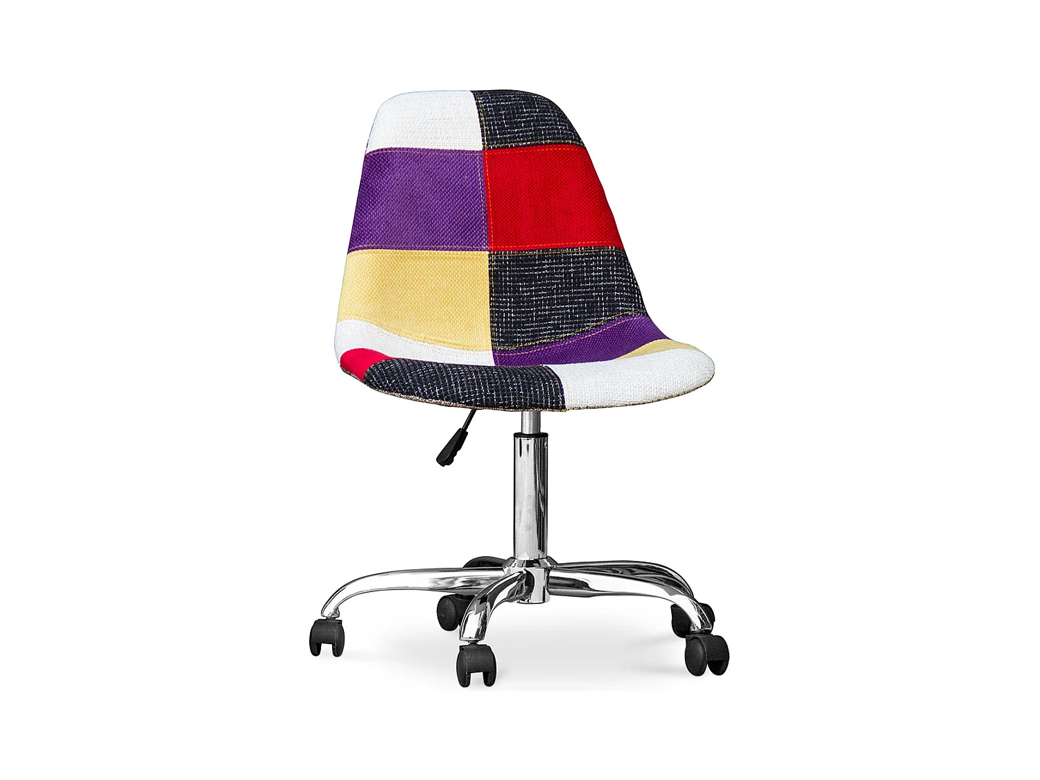 Chaise de Bureau à roulettes - Chaise de Bureau - Tapissée en Patchwork - Tessa Multicolore